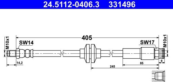 ATE 24.5112-0406.3 - Гальмівний шланг autozip.com.ua