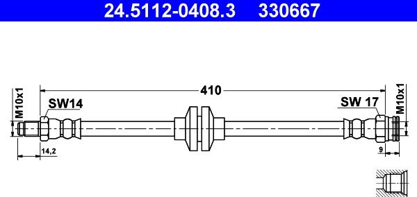 ATE 24.5112-0408.3 - Гальмівний шланг autozip.com.ua