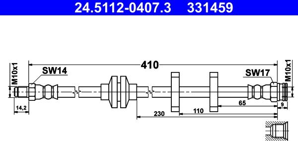 ATE 24.5112-0407.3 - Гальмівний шланг autozip.com.ua