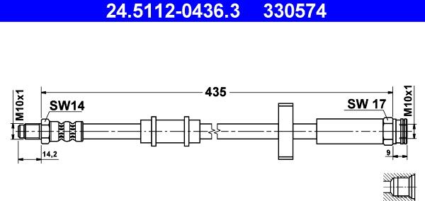 ATE 24.5112-0436.3 - Гальмівний шланг autozip.com.ua