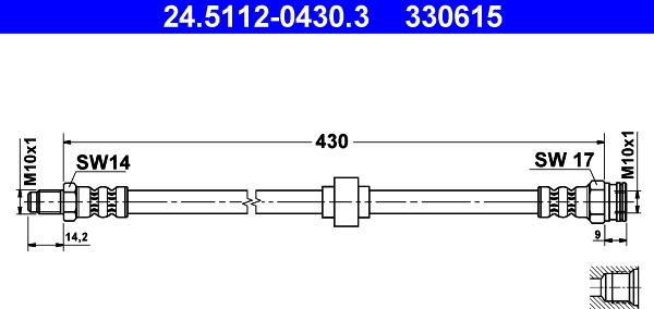 ATE 24.5112-0430.3 - Гальмівний шланг autozip.com.ua