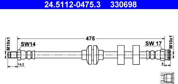 ATE 24.5112-0475.3 - Гальмівний шланг autozip.com.ua