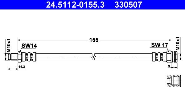 ATE 24.5112-0155.3 - Гальмівний шланг autozip.com.ua