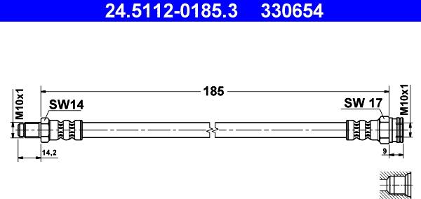 ATE 24.5112-0185.3 - Гальмівний шланг autozip.com.ua