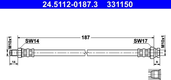 ATE 24.5112-0187.3 - Гальмівний шланг autozip.com.ua