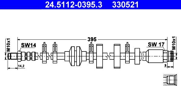 ATE 24.5112-0395.3 - Гальмівний шланг autozip.com.ua