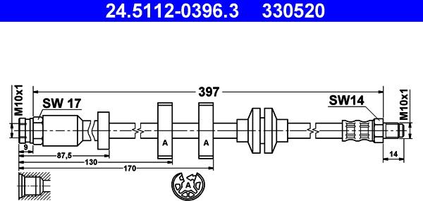 ATE 24.5112-0396.3 - Гальмівний шланг autozip.com.ua