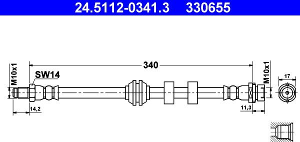 ATE 24.5112-0341.3 - Гальмівний шланг autozip.com.ua