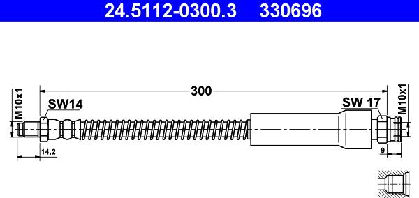 ATE 24.5112-0300.3 - Гальмівний шланг autozip.com.ua