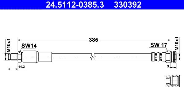 ATE 24.5112-0385.3 - Гальмівний шланг autozip.com.ua