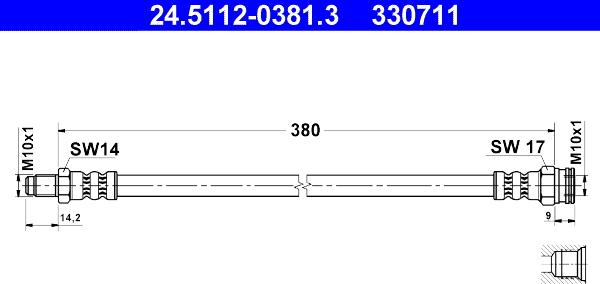 ATE 24.5112-0381.3 - Гальмівний шланг autozip.com.ua