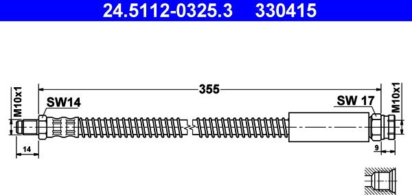 ATE 24.5112-0325.3 - Гальмівний шланг autozip.com.ua