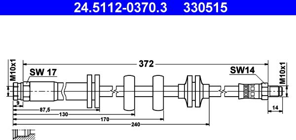 ATE 24.5112-0370.3 - Гальмівний шланг autozip.com.ua