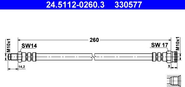 ATE 24.5112-0260.3 - Гальмівний шланг autozip.com.ua