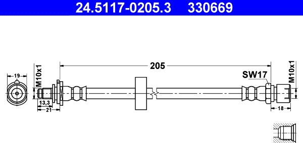 ATE 24.5117-0205.3 - Гальмівний шланг autozip.com.ua