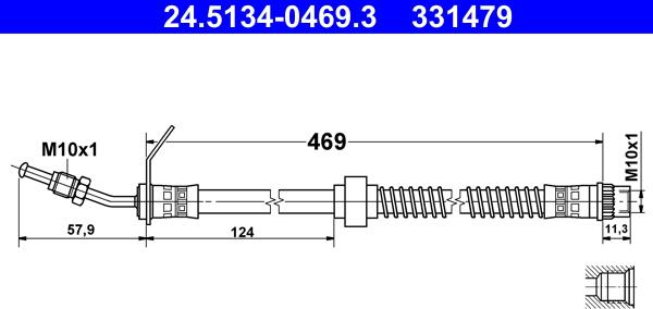 ATE 24.5134-0469.3 - Гальмівний шланг autozip.com.ua