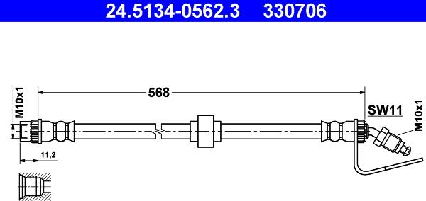 ATE 24.5134-0562.3 - Гальмівний шланг autozip.com.ua