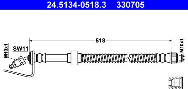 ATE 24.5134-0518.3 - Гальмівний шланг autozip.com.ua