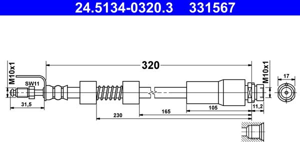 ATE 24.5134-0320.3 - Гальмівний шланг autozip.com.ua