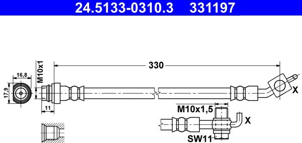 ATE 24.5133-0310.3 - Гальмівний шланг autozip.com.ua