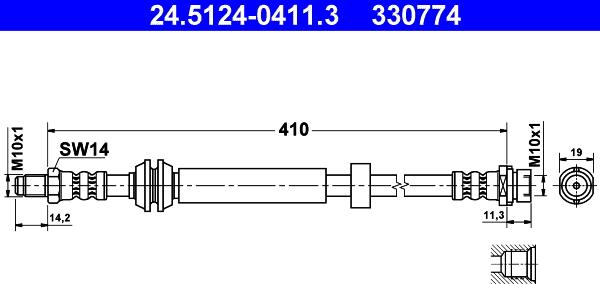 ATE 24.5124-0411.3 - Гальмівний шланг autozip.com.ua