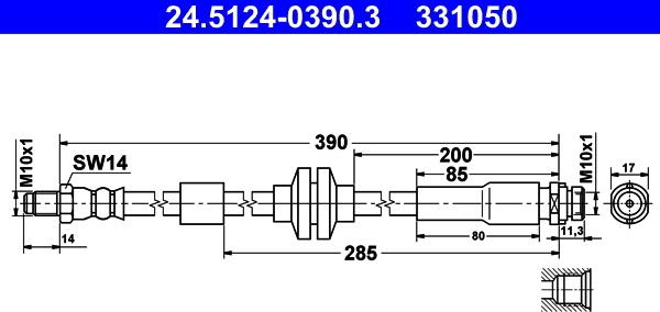 ATE 24.5124-0390.3 - Гальмівний шланг autozip.com.ua