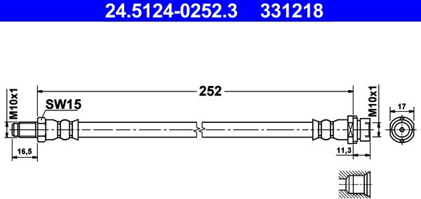 ATE 24.5124-0252.3 - Гальмівний шланг autozip.com.ua