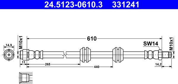 ATE 24.5123-0610.3 - Гальмівний шланг autozip.com.ua