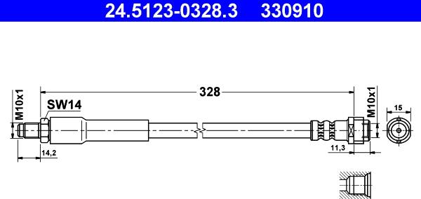 ATE 24.5123-0328.3 - Гальмівний шланг autozip.com.ua