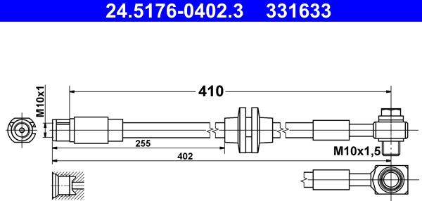 ATE 24.5176-0402.3 - Гальмівний шланг autozip.com.ua