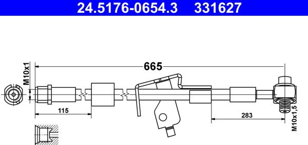 ATE 24.5176-0654.3 - Гальмівний шланг autozip.com.ua