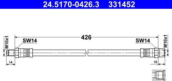 ATE 24.5170-0426.3 - Гальмівний шланг autozip.com.ua