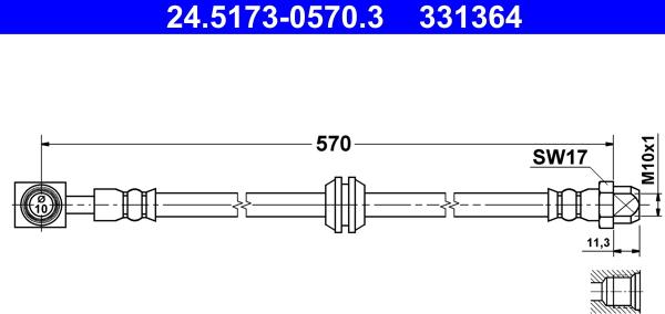 ATE 24.5173-0570.3 - Гальмівний шланг autozip.com.ua