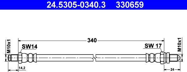 ATE 24.5305-0340.3 - Гальмівний шланг autozip.com.ua