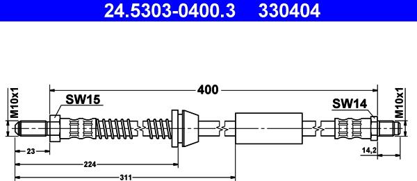 ATE 24.5303-0400.3 - Гальмівний шланг autozip.com.ua