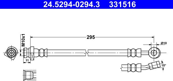 ATE 24.5294-0294.3 - Гальмівний шланг autozip.com.ua