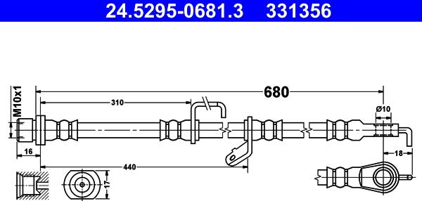 ATE 24.5295-0681.3 - Гальмівний шланг autozip.com.ua