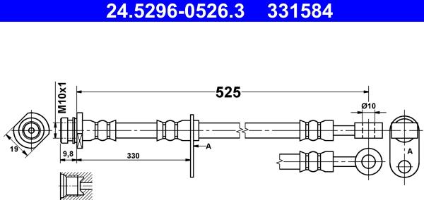 ATE 24.5296-0526.3 - Гальмівний шланг autozip.com.ua