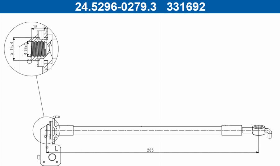 ATE 24.5296-0279.3 - Гальмівний шланг autozip.com.ua