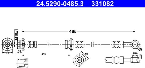 ATE 24.5290-0485.3 - Гальмівний шланг autozip.com.ua