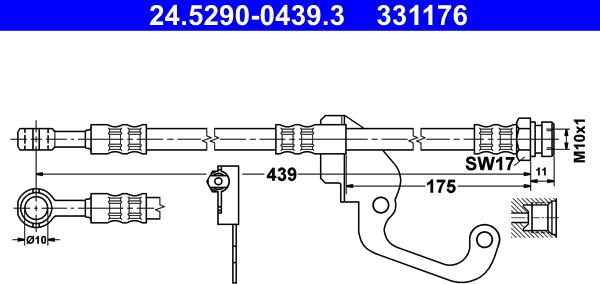 ATE 24.5290-0439.3 - Гальмівний шланг autozip.com.ua