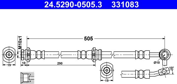 ATE 24.5290-0505.3 - Гальмівний шланг autozip.com.ua