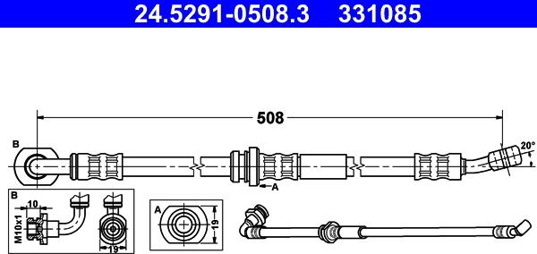 ATE 24.5291-0508.3 - Гальмівний шланг autozip.com.ua