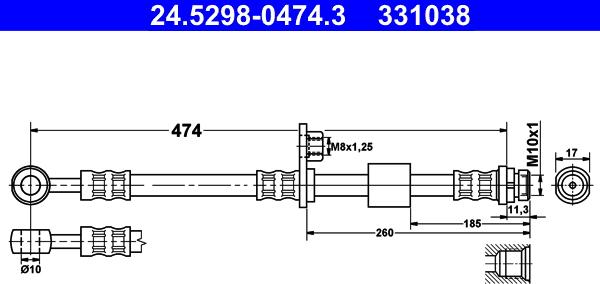 ATE 24.5298-0474.3 - Гальмівний шланг autozip.com.ua