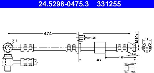 ATE 24.5298-0475.3 - Гальмівний шланг autozip.com.ua