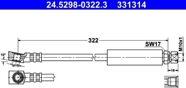 ATE 24.5298-0322.3 - Гальмівний шланг autozip.com.ua