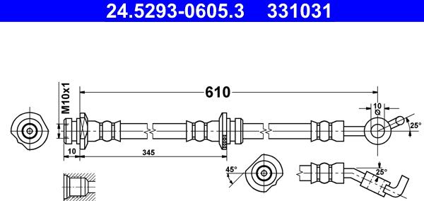 ATE 24.5293-0605.3 - Гальмівний шланг autozip.com.ua