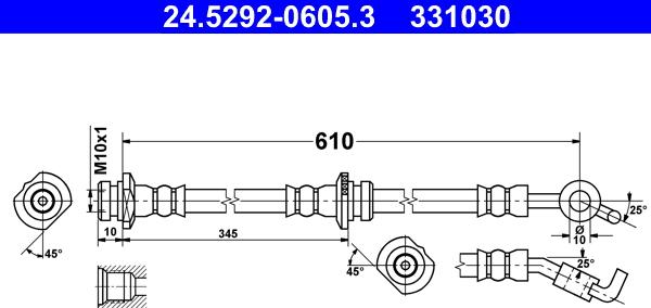 ATE 24.5292-0605.3 - Гальмівний шланг autozip.com.ua