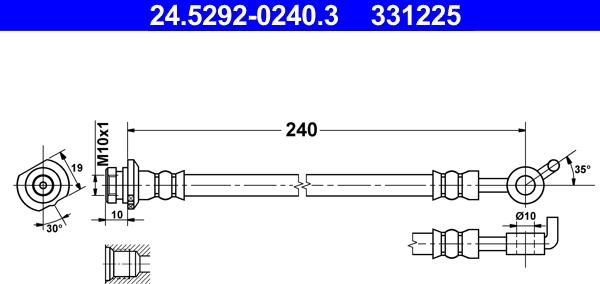 ATE 24.5292-0240.3 - Гальмівний шланг autozip.com.ua