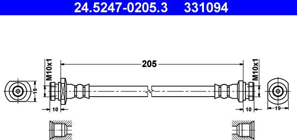 ATE 24.5247-0205.3 - Гальмівний шланг autozip.com.ua